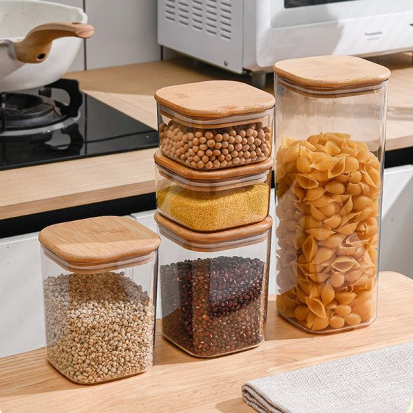 Airtight Jar with Wooden Lid 0.5L