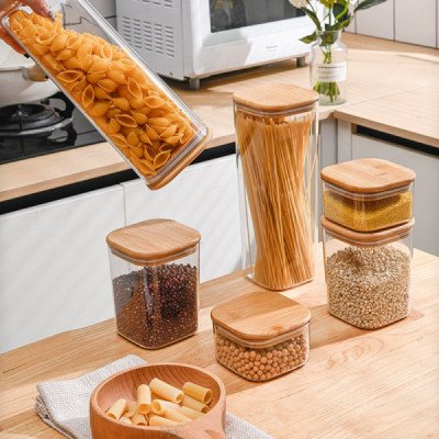 Airtight Jar with Wooden Lid 0.5L | Cozyforu Mauritius