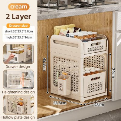 Compact Under Sink Rack 2-Tier with drawer | Cozyforu