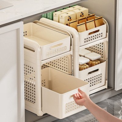 Compact Under Sink Rack 2-Tier with drawer | Cozyforu