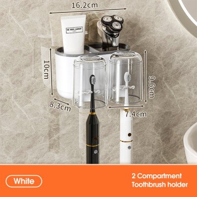 Wall Toothbrush Holder - 2 Cups | Cozyforu Mauritius