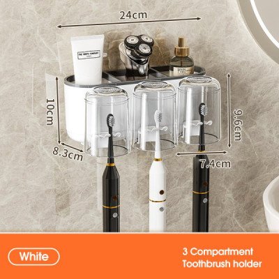 Wall Toothbrush Holder - 3 Cups | Cozyforu Mauritius