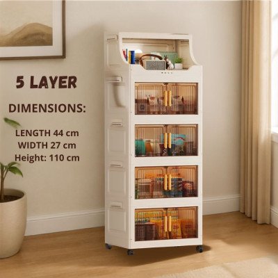 4-Tier Cabinet with Shelf | Cozyforu Mauritius